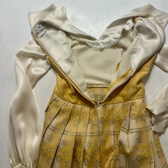 Vintage Jerry Marsch for Mardi Gras Yellow Maxi Dress 1970s Snowflake Print Gown - Picture 6 of 14
